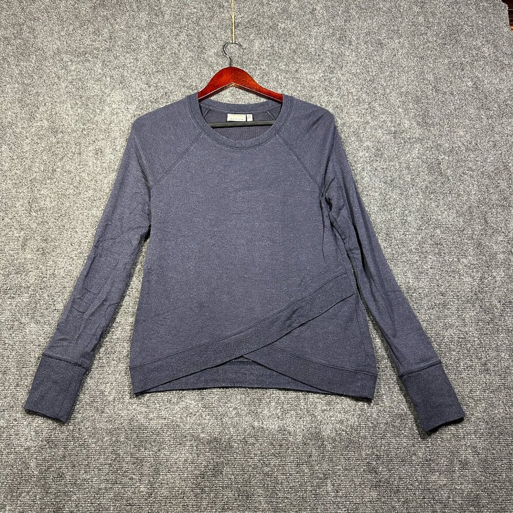 Athleta Criss Cross Sweatshirt Womens XS Blue Stretch Long Sleeve Pullover